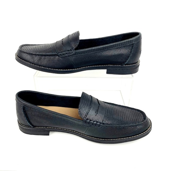 Sperry Leather Penny Loafer Womens 9.5 Seaport Flats Black Slip On Comfort Mocs - Picture 4 of 11